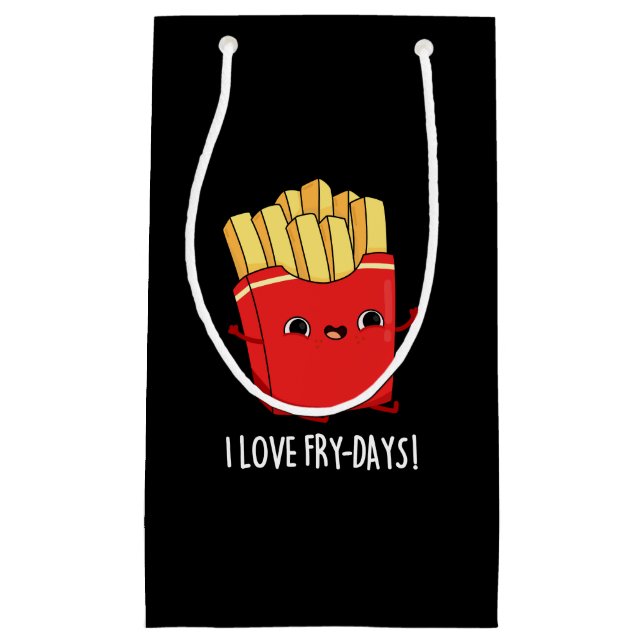I Liebe Fry Days Funny French Fries Pun Dark BG Kleine Geschenktüte (Vorderseite)