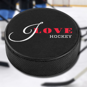 I Liebe ( Fügen Sie Ihren Text hinzu) Black Valent Eishockey Puck