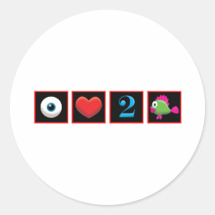 I LIEBE FÜR FISCHE RUNDER AUFKLEBER