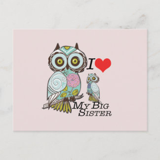 I-Liebe für meine große Schwester Owls Multiple Pr Postkarte