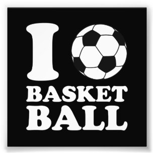 I Liebe Fußball Basketball Fotodruck