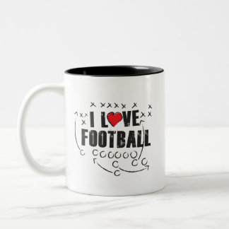 I Liebe-Fußball - schwärzen Sie 11 Unze Zwei-Ton Zweifarbige Tasse