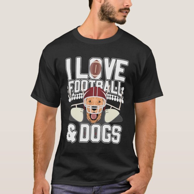 I Liebe Fußball und Hunde Niedlich Welpen Hunde Hu T-Shirt (Vorderseite)