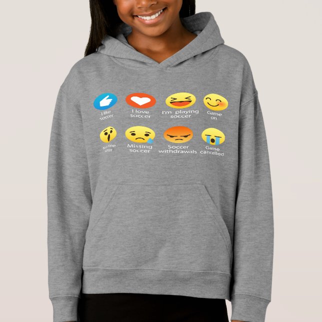 I Liebe-FußballEmoticon (emoji) - Weiß auf Hoodie (Vorderseite)
