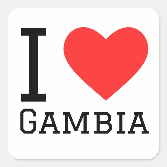 I Liebe Gambia Quadratischer Aufkleber (Vorderseite)