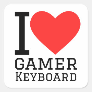 I Liebe Gamer-Tastatur Quadratischer Aufkleber