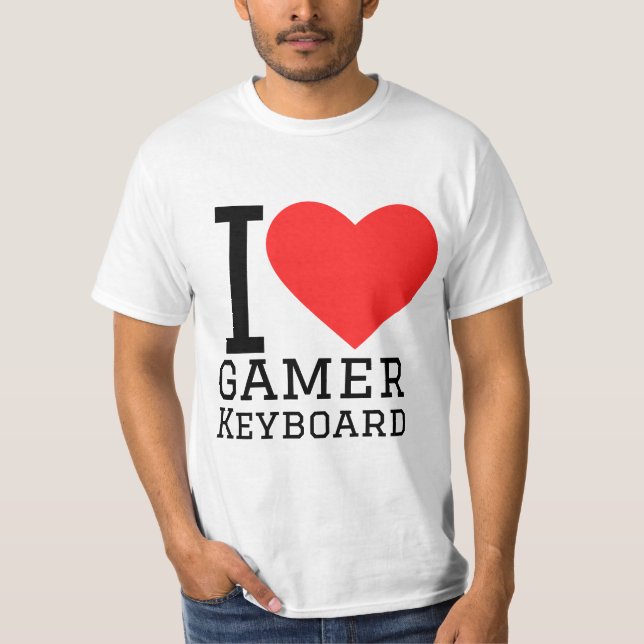 I Liebe Gamer-Tastatur T-Shirt (Vorderseite)