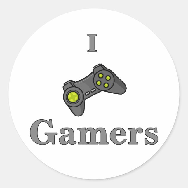 I Liebe Gamers Runder Aufkleber (Vorderseite)