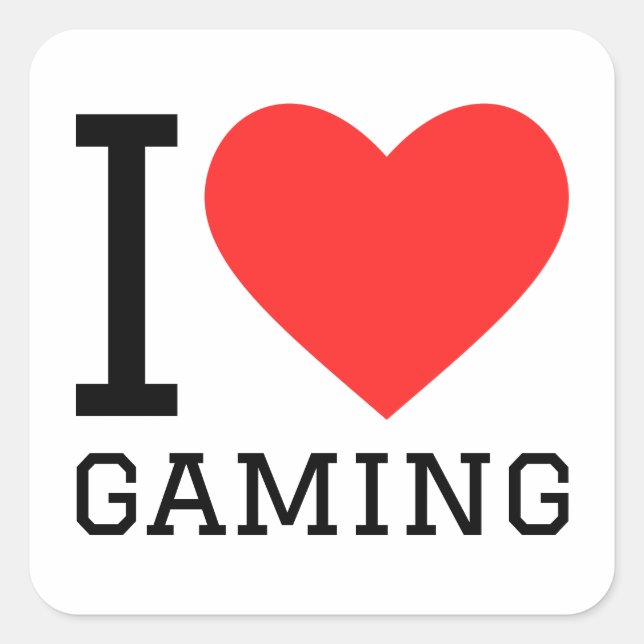 I Liebe Gaming Quadratischer Aufkleber (Vorderseite)