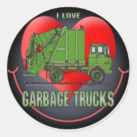 I Liebe Garbage Trucks Kids Sticker