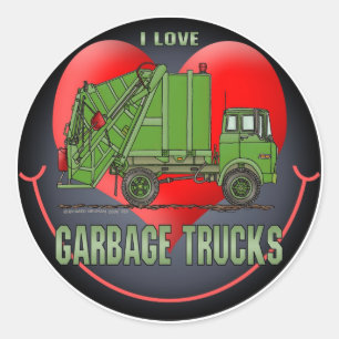 I Liebe Garbage Trucks Kids Sticker