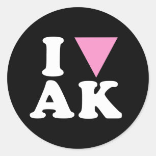 I LIEBE GAY AK - WHITE -.pnng Runder Aufkleber