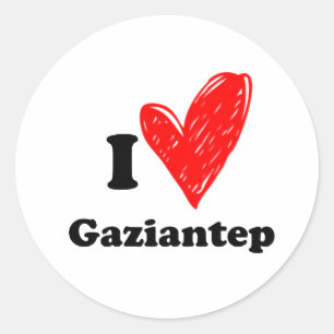 I Liebe Gaziantep Runder Aufkleber