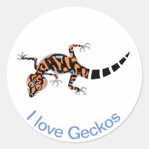 I Liebe GECKOS - gefährdete Arten- Runder Aufkleber
