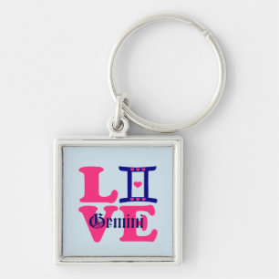 ♊😍 I Liebe Gemini-Zodiac Premium Schlüsselanhänger