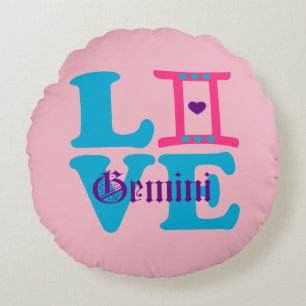 ♊😍 I Liebe Gemini-Zodiac Sign Round Throw Rundes Kissen