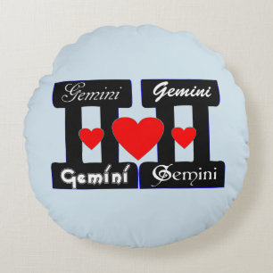 ♊😍 I Liebe Gemini-Zodiac Sign Round Throw Rundes Kissen