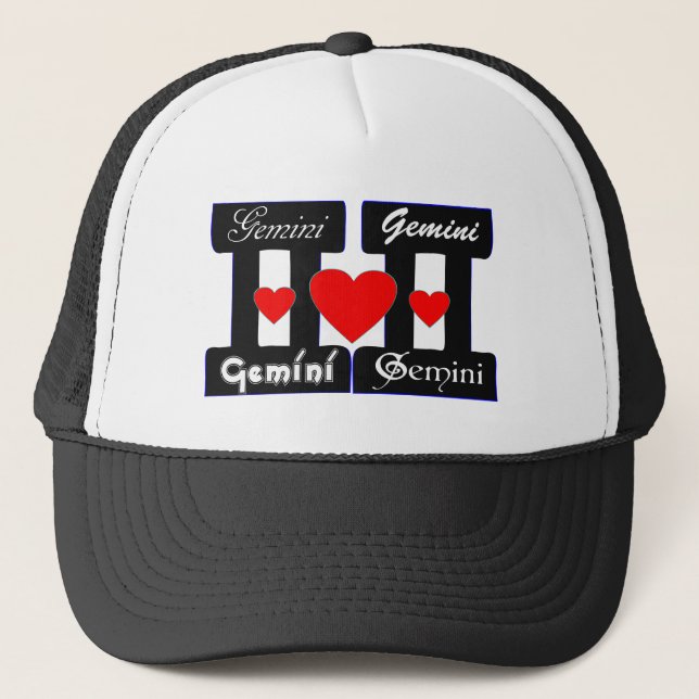 ♊😍 I-Liebe Gemini-Zodiac-Zeichen Truckerkappe (Vorderseite)