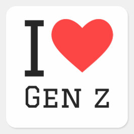 I Liebe gen z Quadratischer Aufkleber