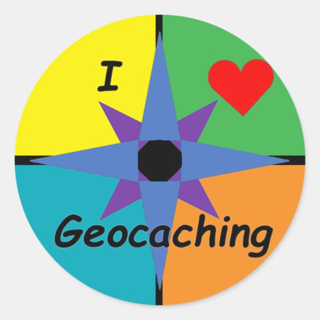 I Liebe Geocaching Aufkleber (groß) (Vorderseite)