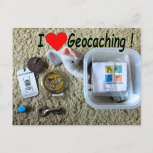 I Liebe Geocaching Postkarte: Cache öffnen Postkarte