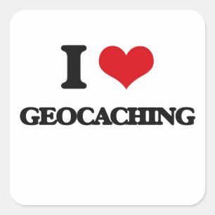 I Liebe Geocaching Quadratischer Aufkleber