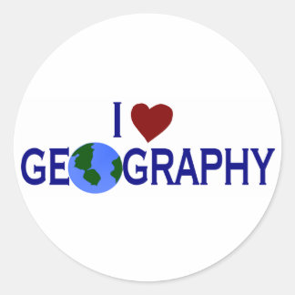 I Liebe Geografie Runder Aufkleber