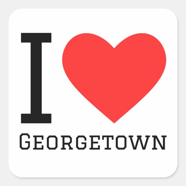 I Liebe Georgetown Quadratischer Aufkleber (Vorderseite)