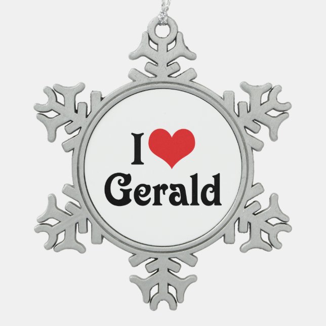 I Liebe Gerald Schneeflocken Zinn-Ornament (Vorderseite)