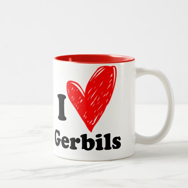 I Liebe Gerbils Zweifarbige Tasse (Rechts)