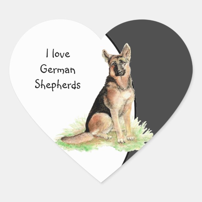 I Liebe German Shepherds Hund, Haustier mit Herz Herz-Aufkleber (Vorderseite)