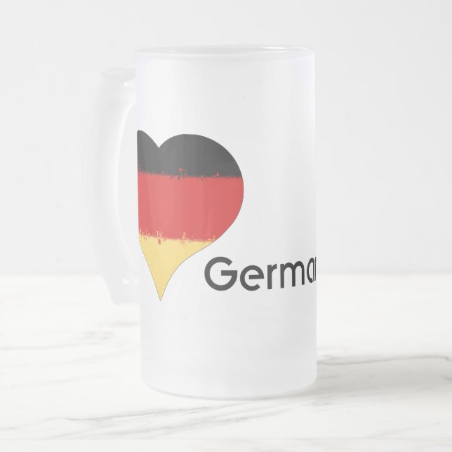 I Liebe Germany Grunge Heart Flag Design Mattglas Bierglas (Vorderseite Links)