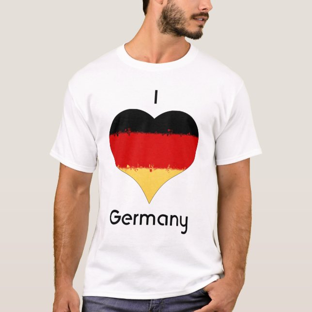 I Liebe Germany Grunge Heart Flag Design T-Shirt (Vorderseite)