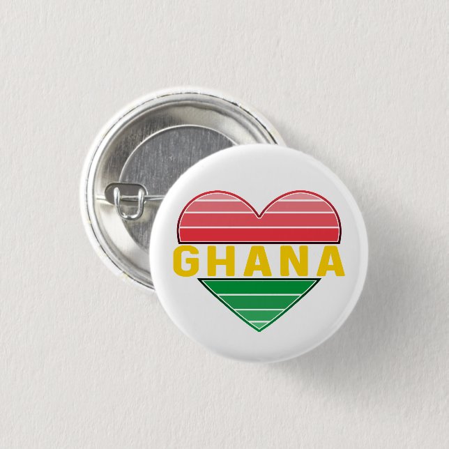 I Liebe Ghana, Ghanaisches Herz Button (Vorne & Hinten)