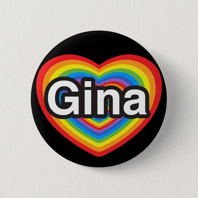 I Liebe Gina. Liebe I Sie Gina. Herz Button (Vorderseite)