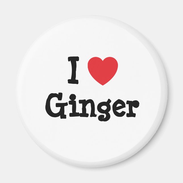 I Liebe Ginger Herz T - Shirt Magnet (Vorne)