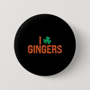 I Liebe Gingers Redhead Kleeblatt Clover St. Patri Button