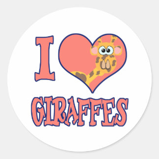 I Liebe Giraffen Runder Aufkleber