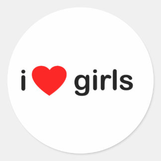 I Liebe Girls Runder Aufkleber