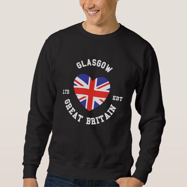I Liebe GLASGOW Great Britain Heavy Flag Abzeichen Sweatshirt (Vorderseite)