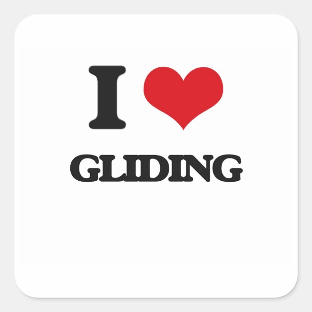 I Liebe Gliding Quadratischer Aufkleber (Vorderseite)