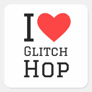 I Liebe glithop Quadratischer Aufkleber