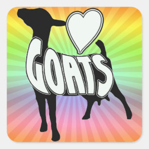 I LIEBE GOATS LOGO ICON QUADRATISCHER AUFKLEBER