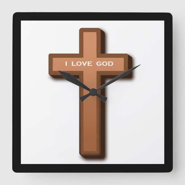 "I LIEBE GOD" QUADRATISCHE WANDUHR (Vorderseite)