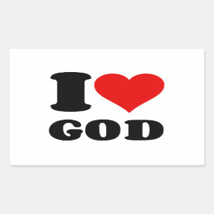 I LIEBE GOD RECHTECKIGER AUFKLEBER