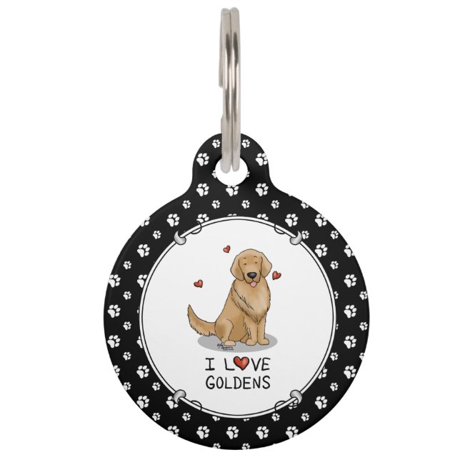 I Liebe Goldens - I Liebe Golden Retrievers Haustiermarke (Vorderseite)