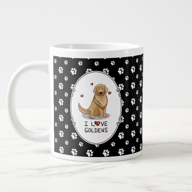 I Liebe Goldens I Liebe Golden Retrievers Niedlich Jumbo-Tasse (Links)