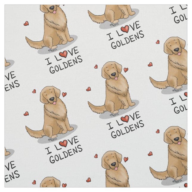 I Liebe Goldens - I Liebe Golden Retrievers Stoff (Muster)