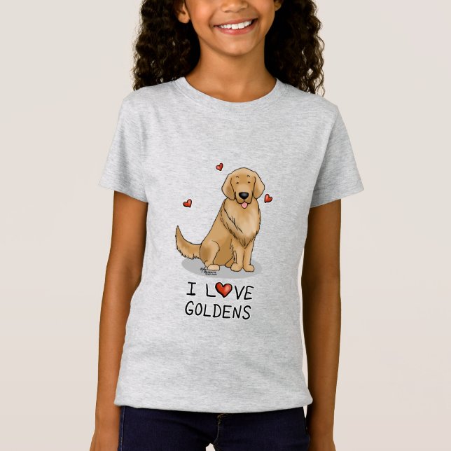 I Liebe Goldens - I Liebe Golden Retrievers T-Shirt (Vorderseite)