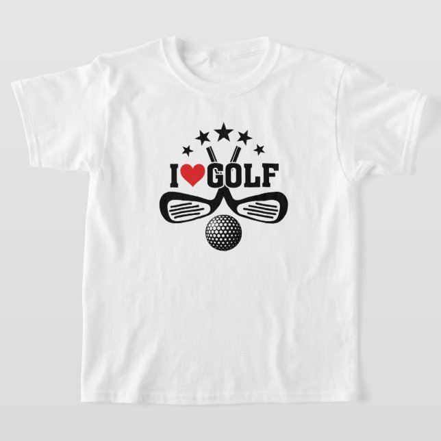 I Liebe Golf, Crossed Golf Clubs und Golf Ball T-Shirt (Ablage )